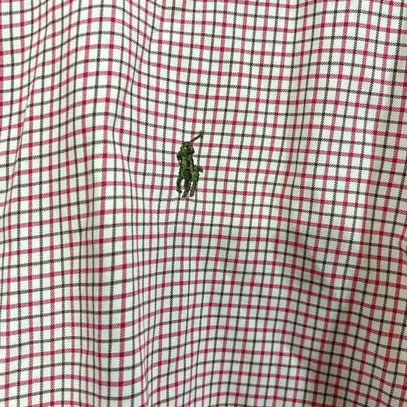 Ralph Lauren Mens XXL 2XL Cotton Button Up Shirt Long Sleeve Pink Green Check - Picture 4 of 6